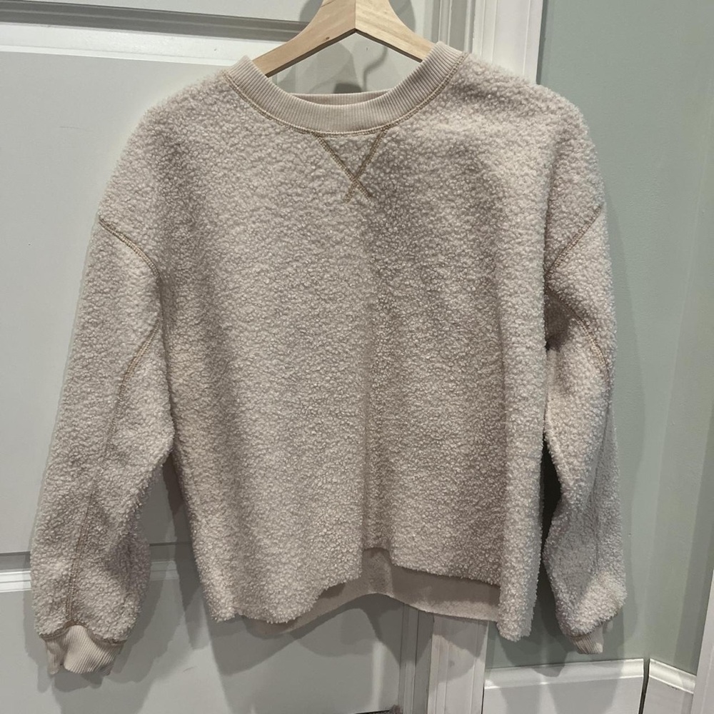 American Eagle Outfitters Off-White Textured Crew Neck Sweater